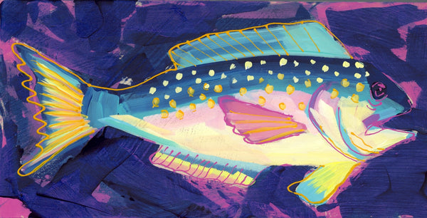 6x12" Fish 2022 no. 5 - Tile Fish - Acrylic Painting on Panel