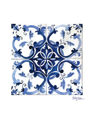 Portuguese Azulejo Blue and White Tile Art Print