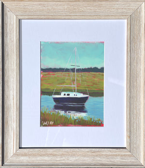 Lone Sailor - Vertical Painting on Paper - Framed to Order
