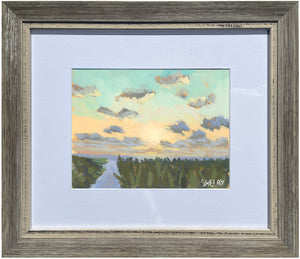 Sunrise Beach - Horizontal Painting on Paper - Framed to Order