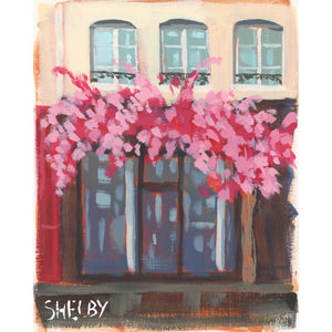 Window Shopping in Paris - Vertical Painting on Paper - Framed to Order