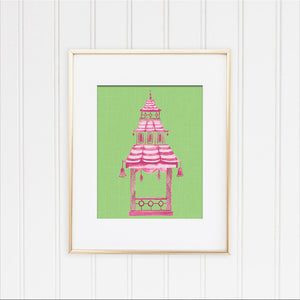 Pink and Green Pagoda Framed | Fine Art Print