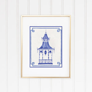 Blue and White Pagoda Framed | Fine Art Prints
