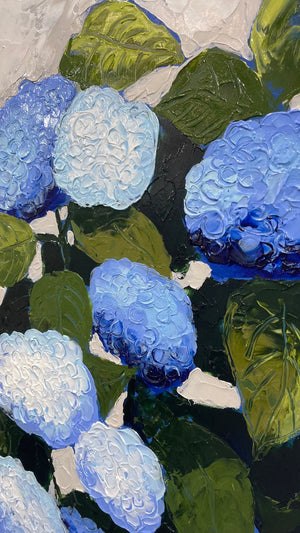 Springtime Sonnet - 24x24" Hydrangeas - Acrylic Painting on Panel