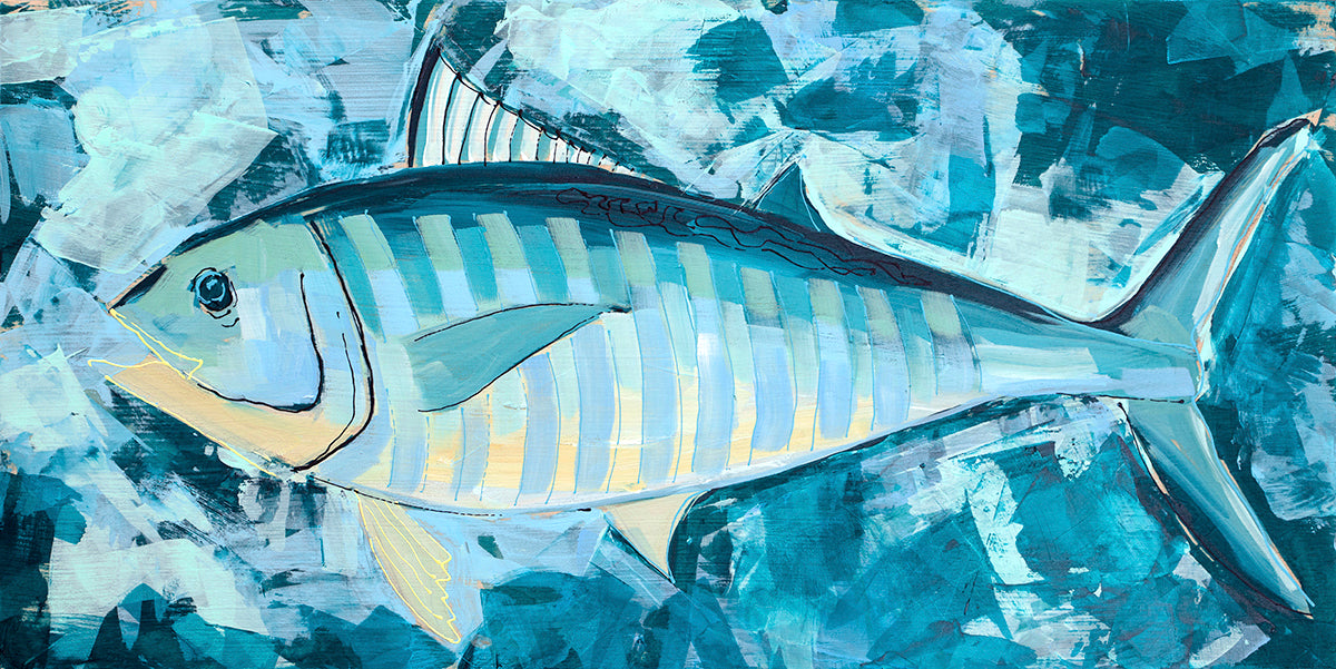 12x24 Fish 2022 no. 14 - Bonito - Acrylic Painting on Panel