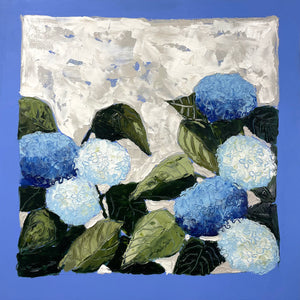 Springtime Sonnet - 24x24" Hydrangeas - Acrylic Painting on Panel