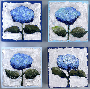 New Bloom 8 - 8x8" Hydrangea - Light Blue - Acrylic Painting on Panel