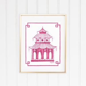 Pink Pagoda Prints - Set of 4