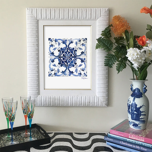 Mediterranean Tile Art Print - Portuguese Azulejo
