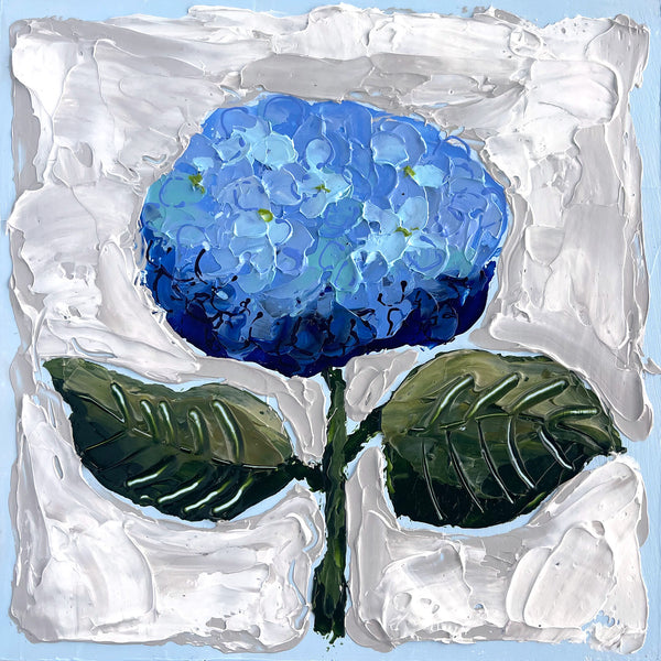 New Bloom 10 - 8x8" Hydrangea - Sky Blue - Acrylic Painting on Panel