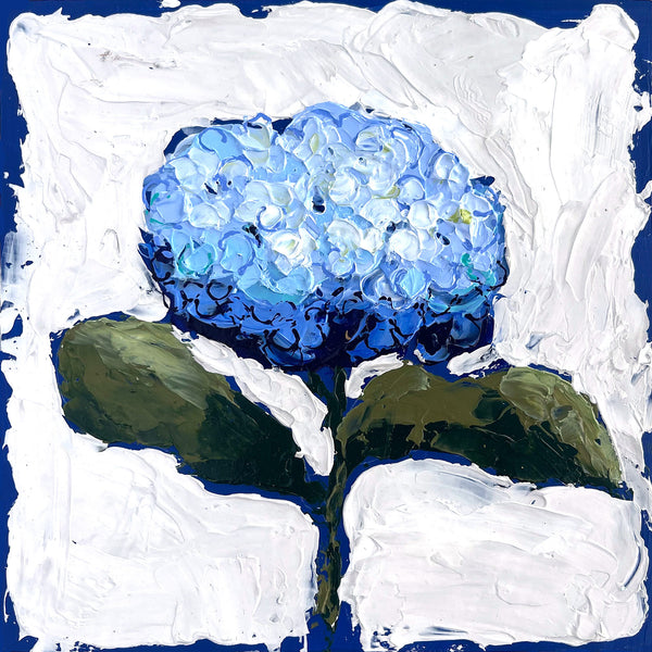 New Bloom 11 - 8x8" Hydrangea - Indigo - Acrylic Painting on Panel