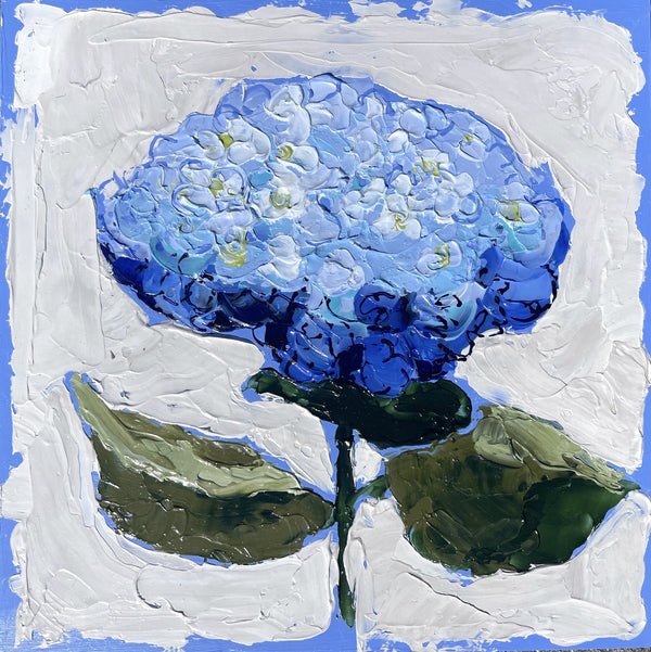 New Bloom 2 - 8x8" Hydrangea - Periwinkle - Acrylic Painting on Panel