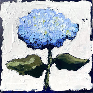 New Bloom 4 - 8x8" Hydrangea - Navy - Acrylic Painting on Panel