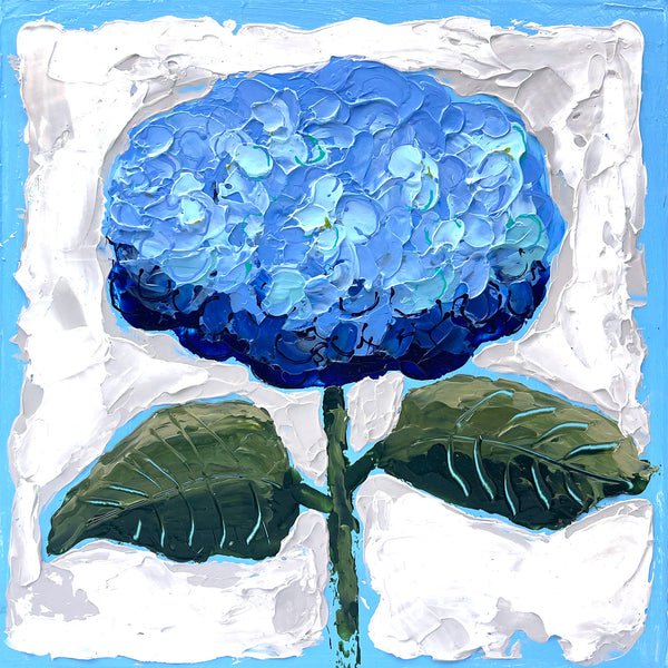 New Bloom 6 - 8x8" Hydrangea - Azure - Acrylic Painting on Panel