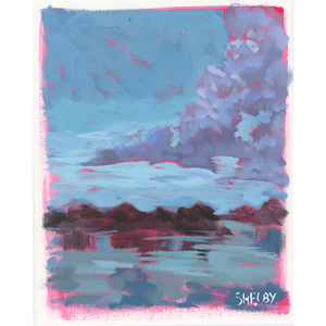 After the Storm - Vertical Painting on Paper - Framed to Order