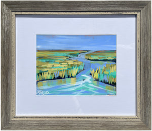Blue Dream - Horizontal Painting on Paper - Framed to Order