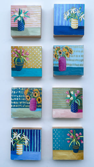 Holiday Floral - Mini No. 2 - 6x6” Square Acrylic Painting