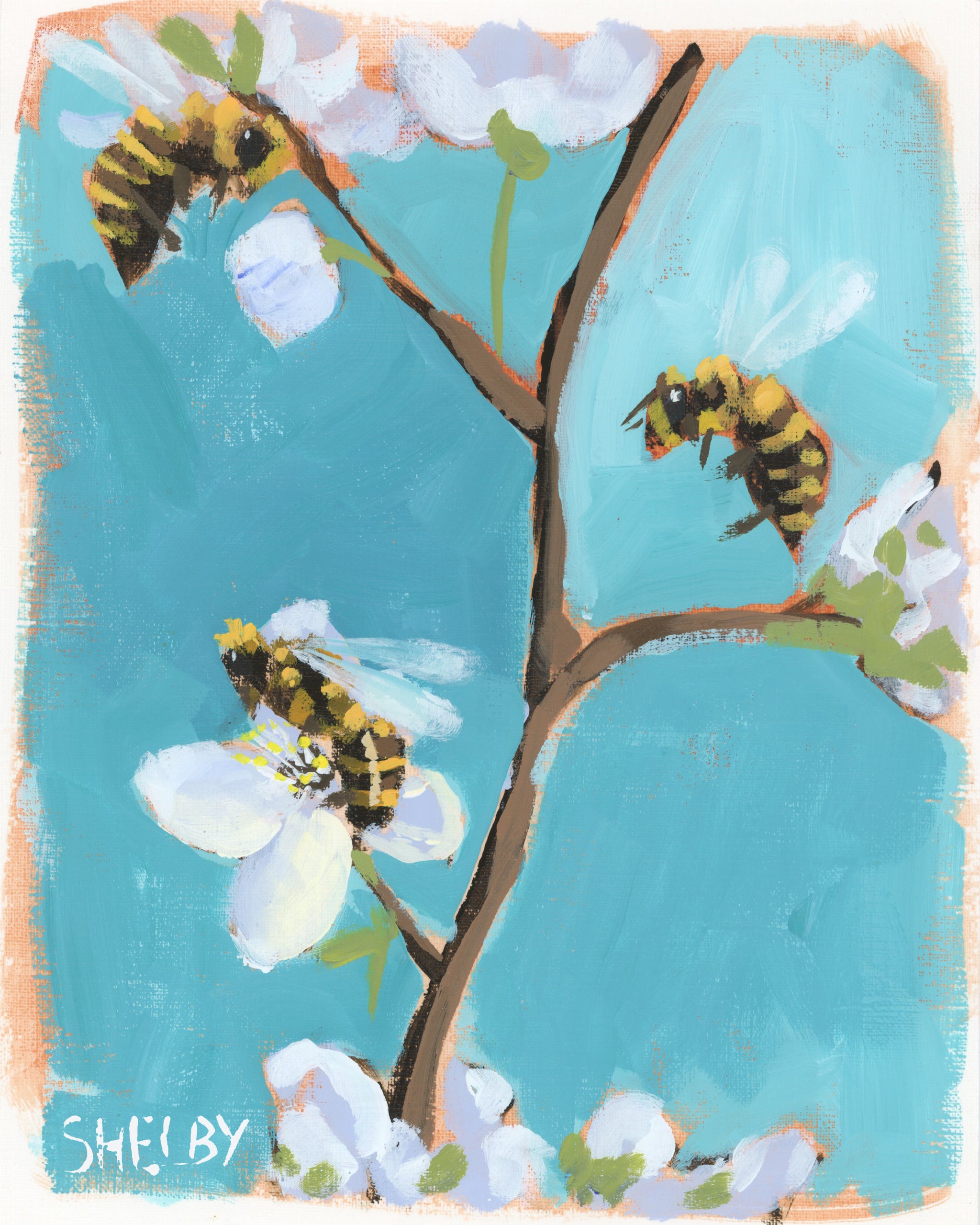 Painting Over a Canvas Print - 2 Bees in a Pod