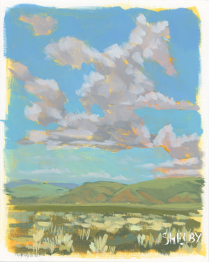 Big Sky - Vertical Painting on Paper - Framed to Order