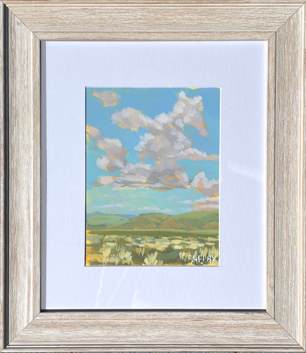 Big Sky - Vertical Painting on Paper - Framed to Order