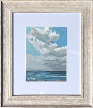 Clouds Over the Bay - Vertical Painting on Paper - Framed to Order