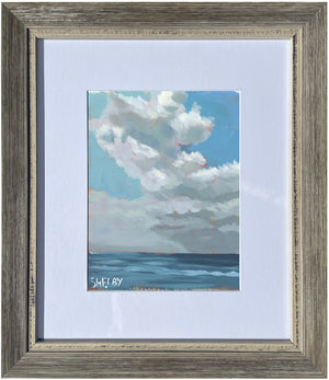 Clouds Over the Bay - Vertical Painting on Paper - Framed to Order