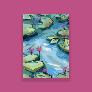 Water Gardens - Day 6 - 5x7" mini vertical painting