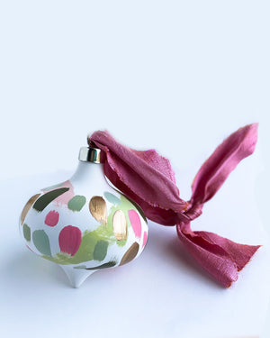 Set of 4 retro hand painted ceramic ornaments