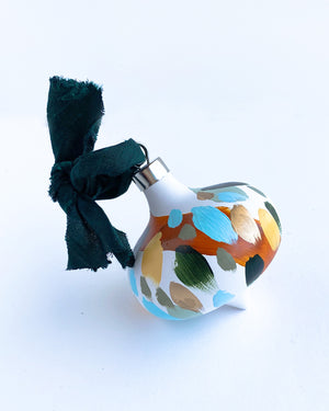 Set of 4 retro hand painted ceramic ornaments
