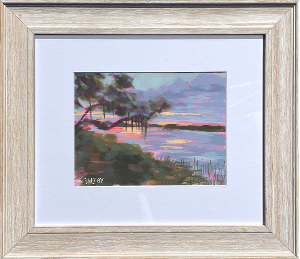 Hilton Head Sunset - Horizontal Painting on Paper - Framed to Order