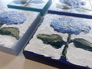 New Bloom 4 - 8x8" Hydrangea - Navy - Acrylic Painting on Panel
