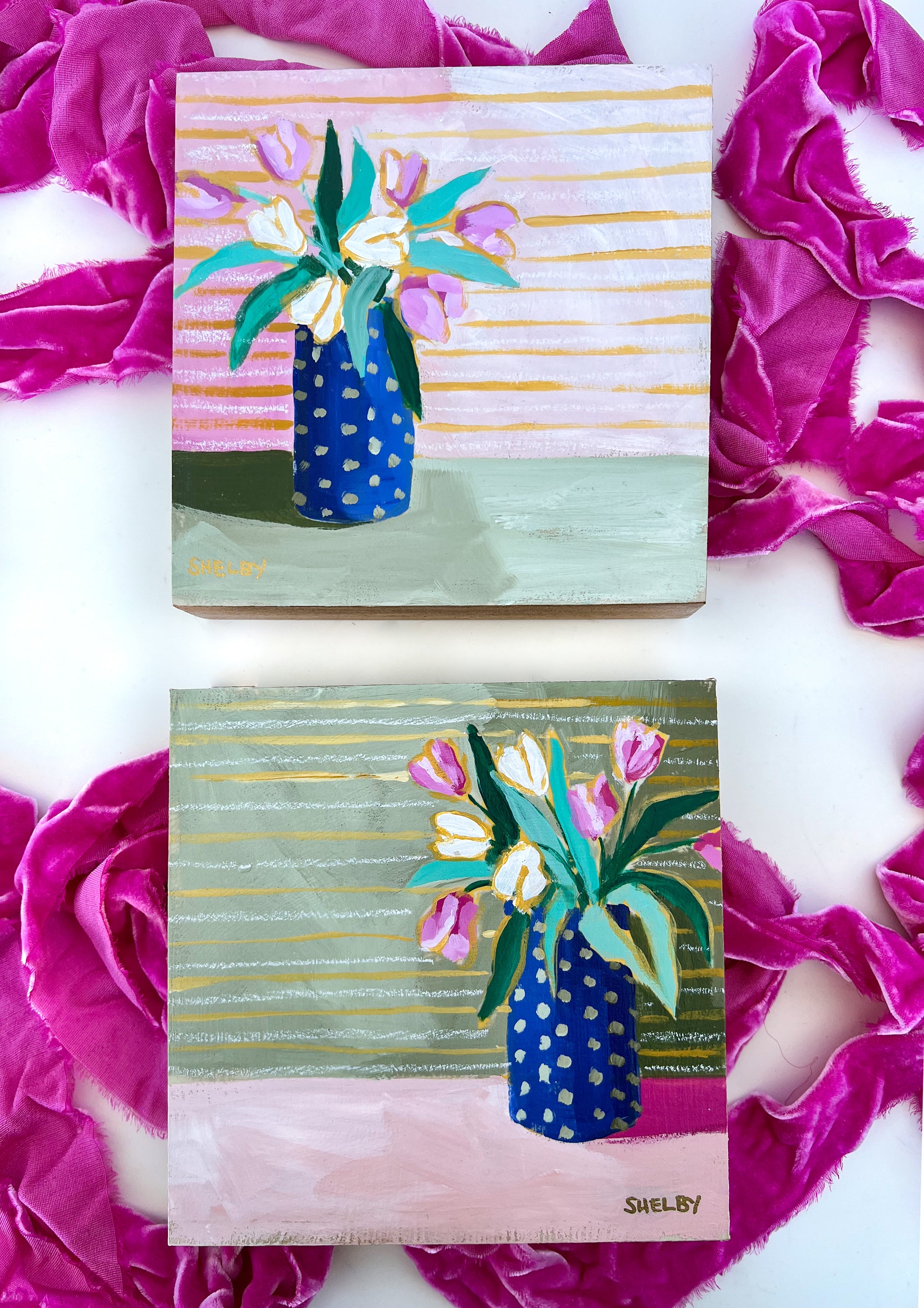 Small painting with flowers, acrylic, canvas board, 6 x 4 :  r/artistspeakeasy