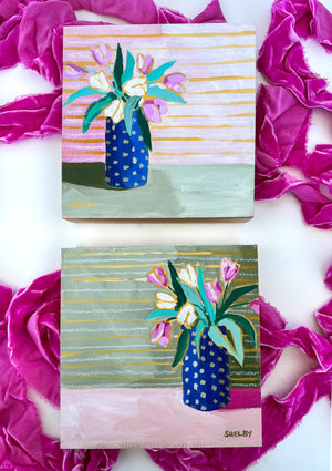 Holiday Floral - Mini No. 6 - 6x6” Square Acrylic Painting