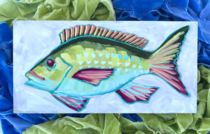 Holiday Fish Painting no. 10 - Mutton Snapper - 6x12" Painting