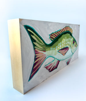 Holiday Fish Painting no. 4 - Tile Fish - 6x12" Painting