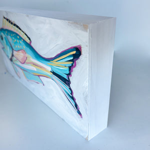 Holiday Fish Painting no. 4 - Tile Fish - 6x12" Painting