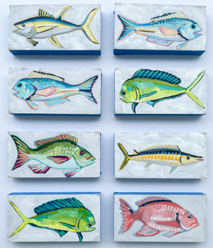 Holiday Fish Painting no. 4 - Tile Fish - 6x12" Painting