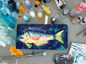 6x12" Fish 2022  no. 6 - Tile Fish - Acrylic Painting on Panel