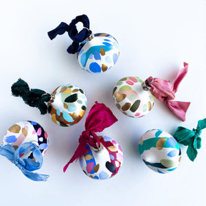 Set of 4 retro hand painted ceramic ornaments
