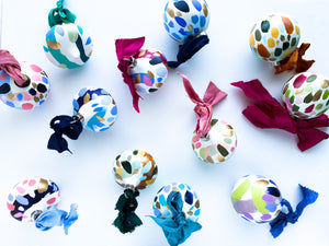 Set of 4 retro hand painted ceramic ornaments