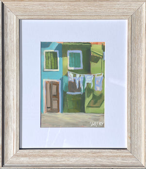 Italian Street Scene - Vertical Painting on Paper - Framed to Order