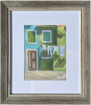 Italian Street Scene - Vertical Painting on Paper - Framed to Order