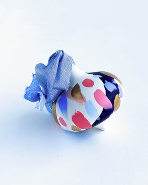 Set of 4 retro hand painted ceramic ornaments