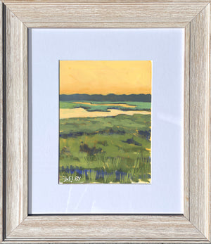 Morning Sun on the Marsh - Vertical Painting on Paper - Framed to Order