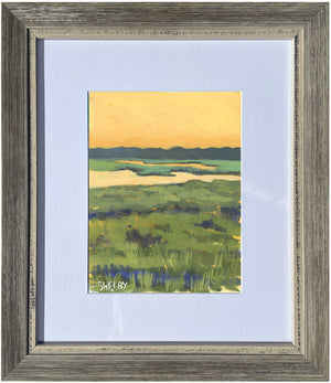 Morning Sun on the Marsh - Vertical Painting on Paper - Framed to Order