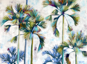 New Grey-Purple Palms- 30x40" Horizontal Painting