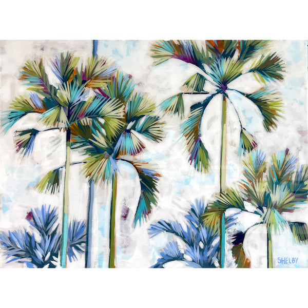 New Grey-Purple Palms- 30x40" Horizontal Painting
