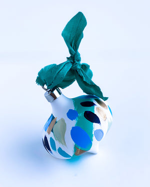 Set of 4 retro hand painted ceramic ornaments