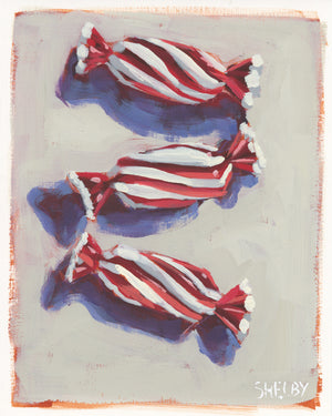 Peppermint Twist - Vertical Painting on Paper - Framed to Order