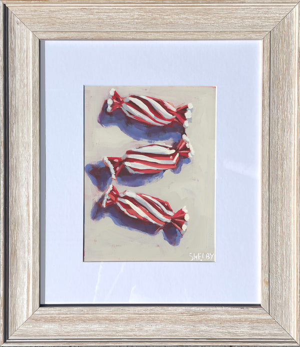 Peppermint Twist - Vertical Painting on Paper - Framed to Order